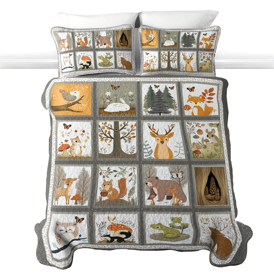 Shineful All Season Quilt 3-Piece Set Woodland Friends