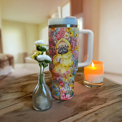 Shineful Personalized Tumbler Floral Sleeping Pug
