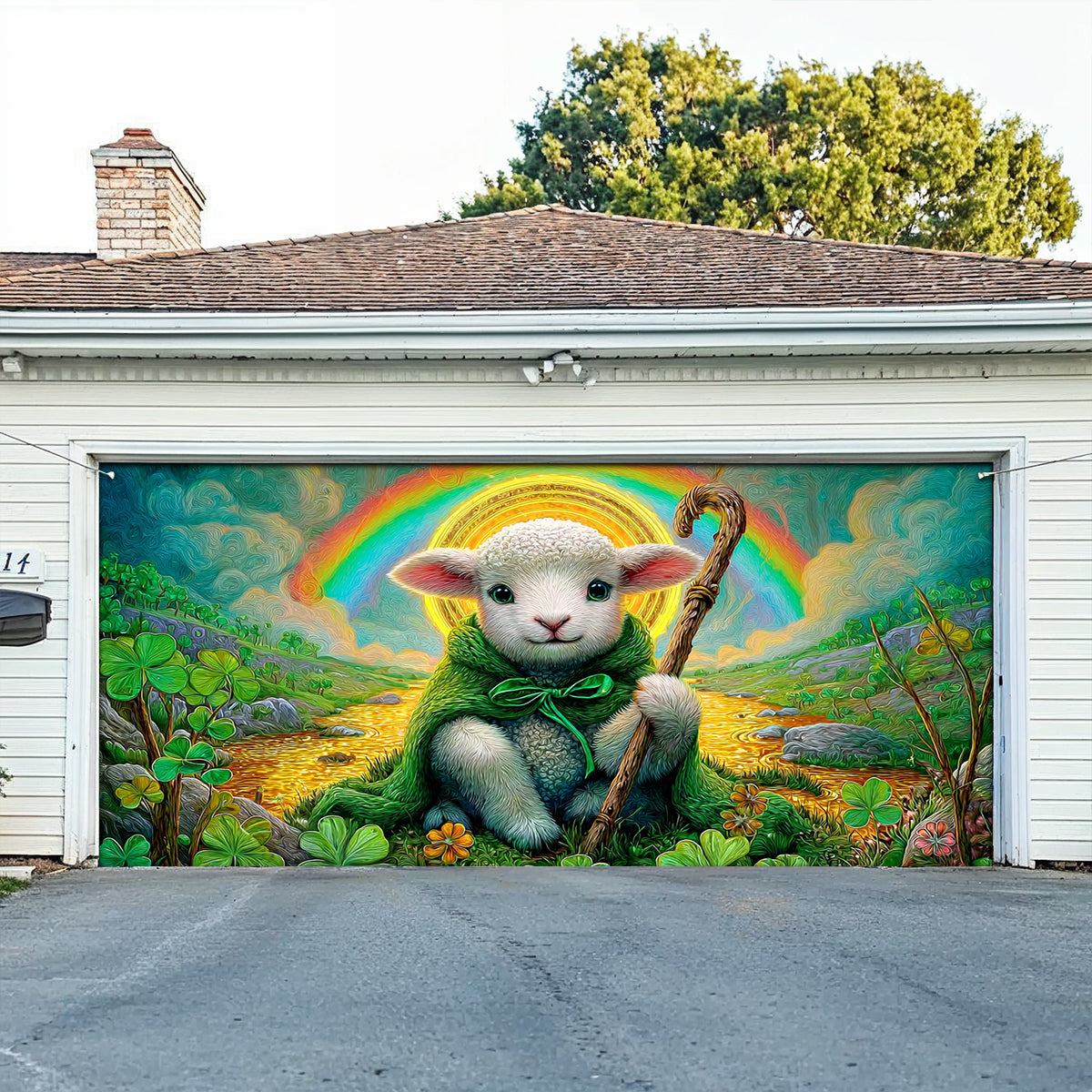 Shineful Garage Door Banner Decoration Little Lamb Blessing