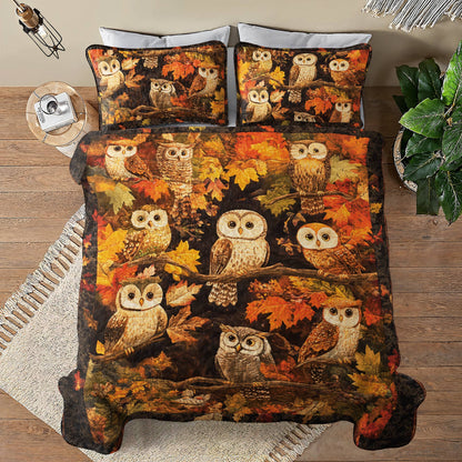 Shineful All Season Quilt 3-Piece Set Owl Autumn