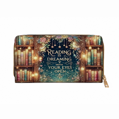 Shineful Leather Clutch Purse With Wristlet Strap Handle Midnight Reader