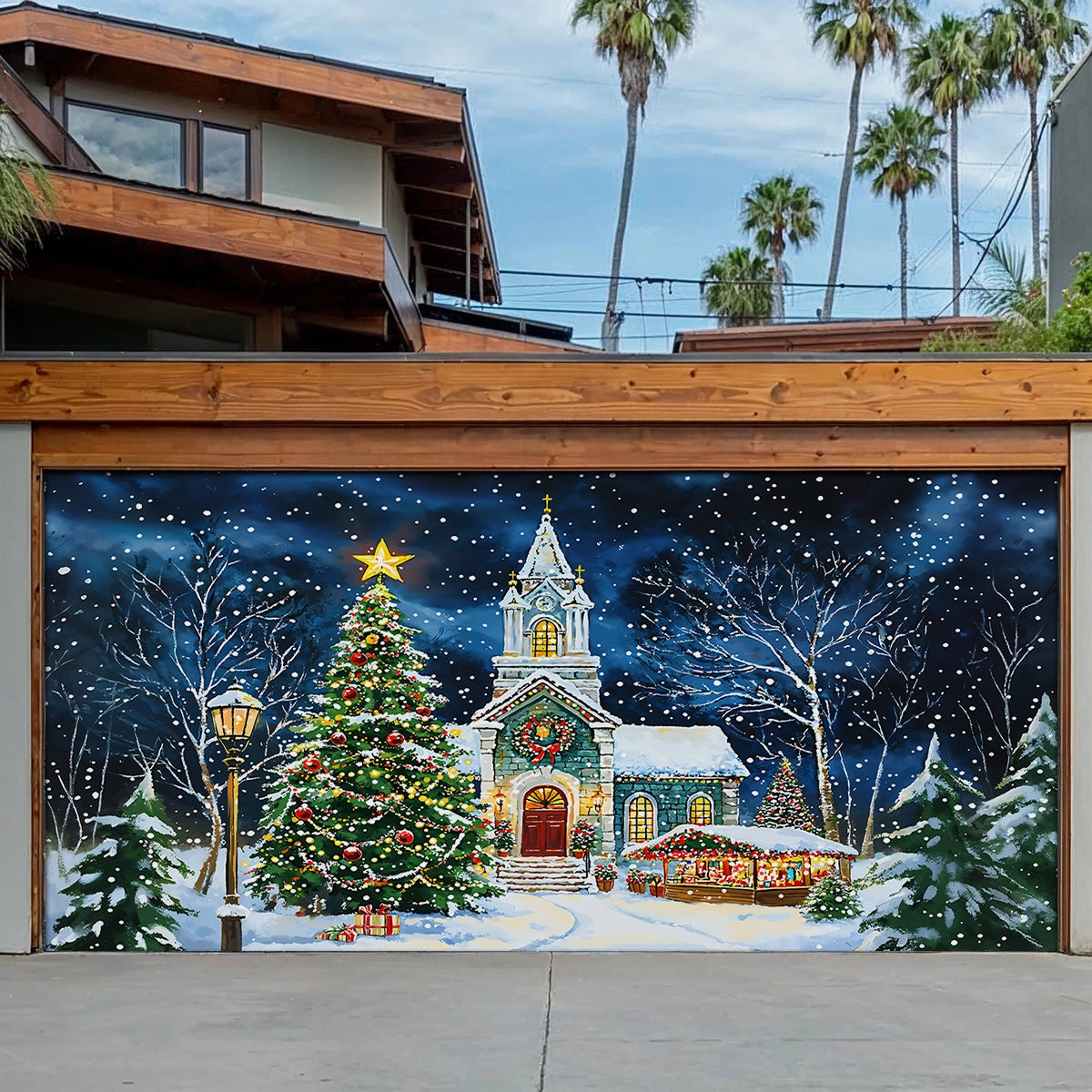 Shineful Garage Door Banner Decoration - Christmas Church Serenity