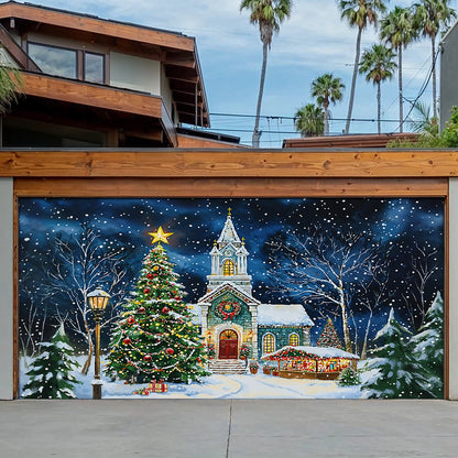 Shineful Garage Door Banner Decoration - Christmas Church Serenity