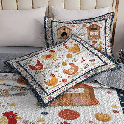 Shineful All Season Quilt 3-Piece Set Feed Egg Chicken