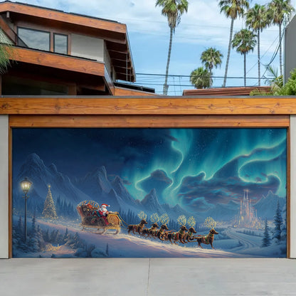 Shineful Garage Door Banner Decoration Santa’s Dachshund Sleigh Ride