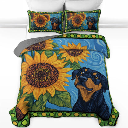 Shineful All Season Quilt 3-Piece Set -  Sunflower Rottie Bliss