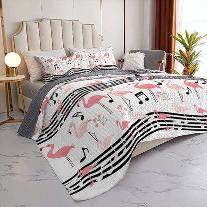 Shineful All Season Quilt 3-Piece Set Flamingo Melody