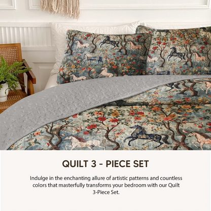 Shineful Quilt 3-Piece Set Mystical Steeds