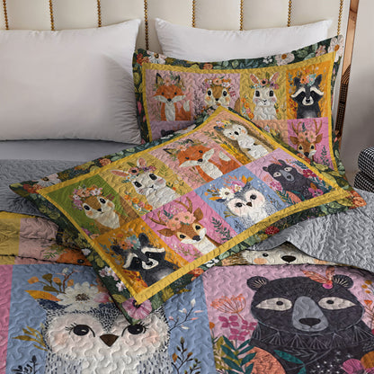 Shineful All Season Quilt 3-Piece Set Funny Happy Animals