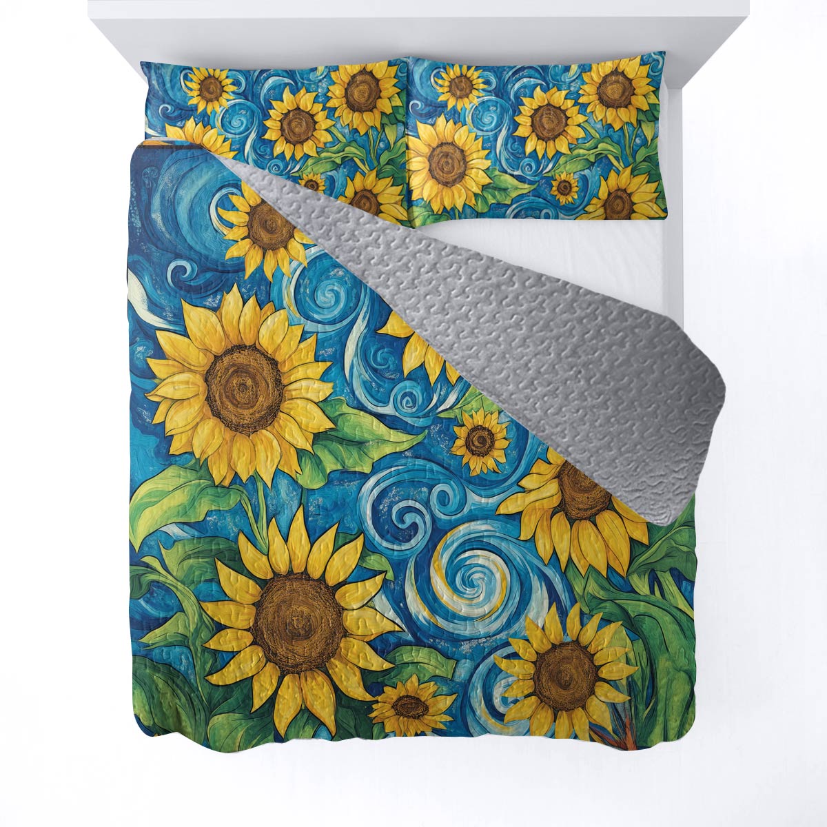 Shineful All Season Quilt 3-Piece Set - Sunflower Whirlwind Of Sunshine