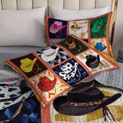 Shineful All Season Quilt 3-Piece Set - Colorful Cowboy Hat