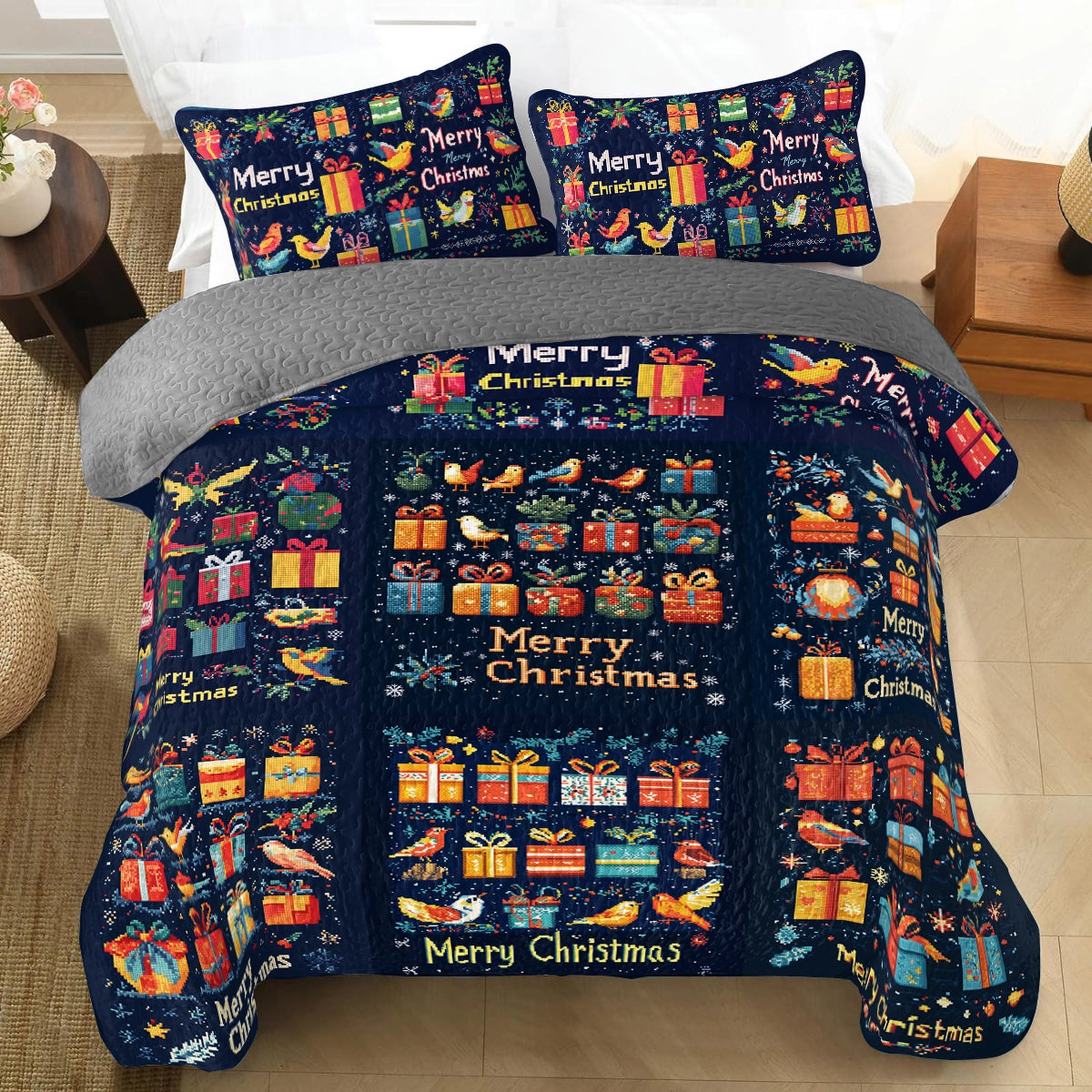 Shineful All Season Quilt 3-Piece Set Christmas Cheer Party