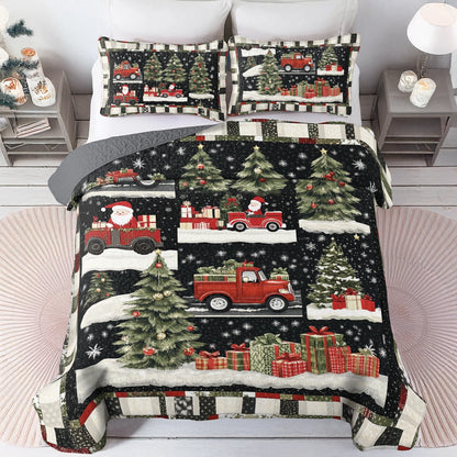 Shineful All Season Quilt 3-Piece Set Christmas Santa's Festive Truck