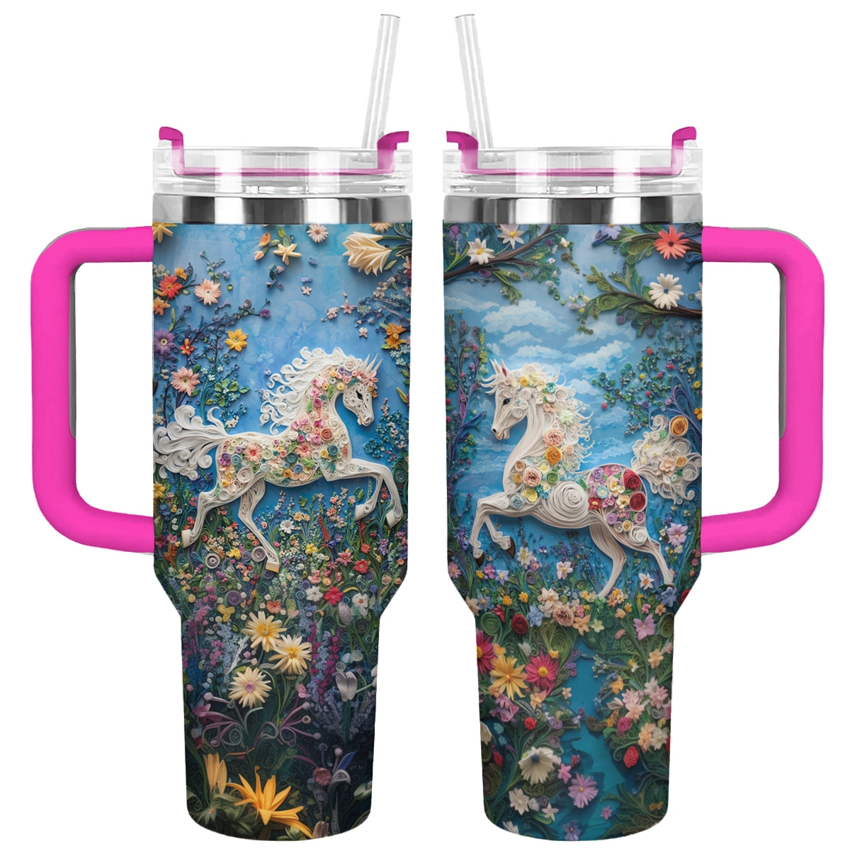 Shineful Glossy Tumbler Whimsical Horse Blossom
