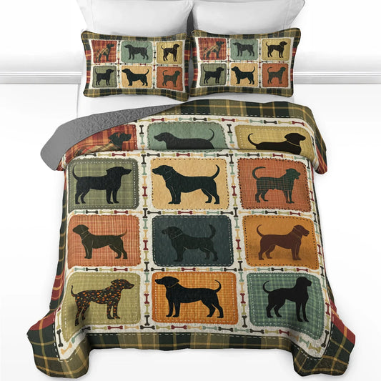 Shineful All Season Quilt 3-Piece Set Rottweiler Silhouette Cozy