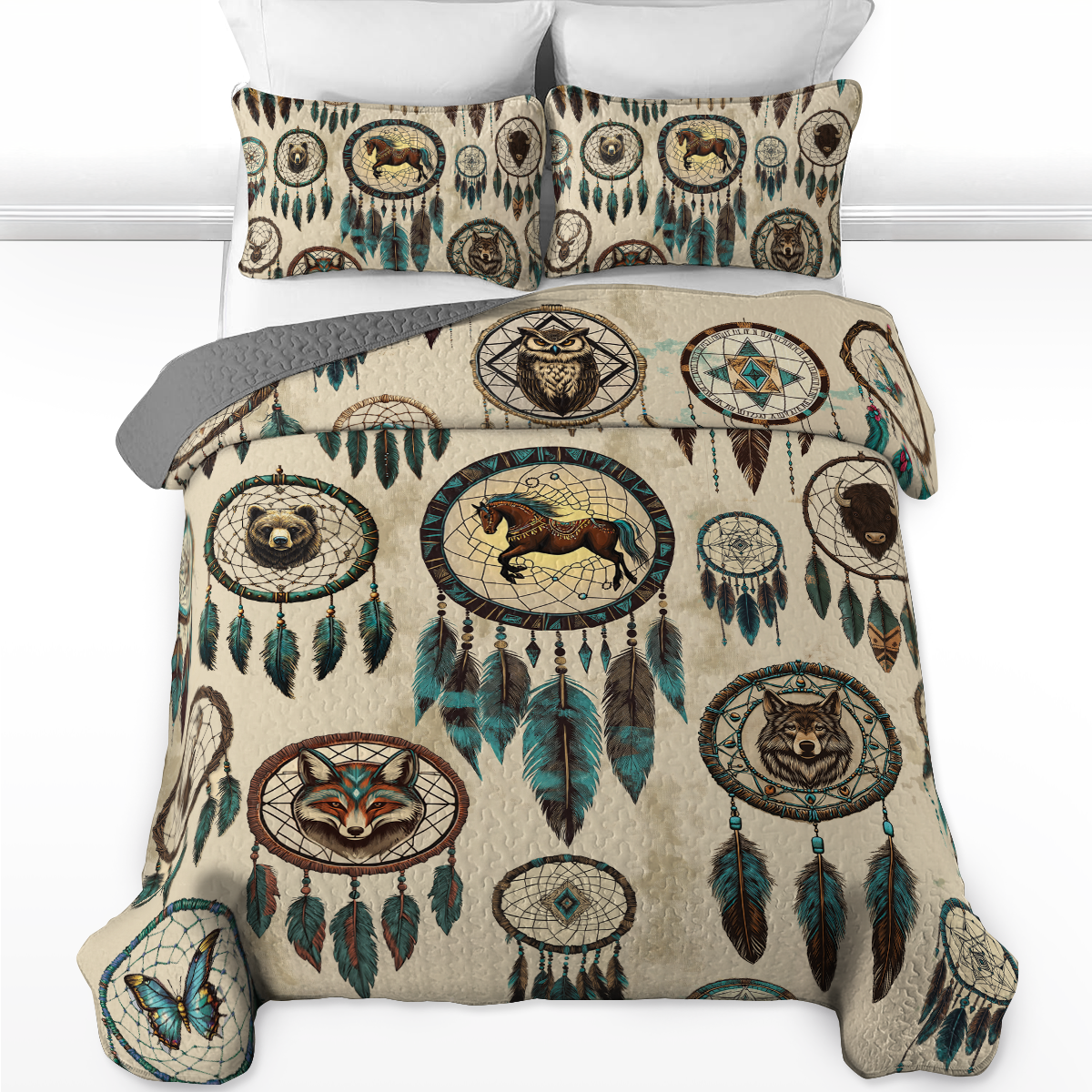 Shineful All Season Quilt 3-Piece Set Native Spirits Dreamcatcher