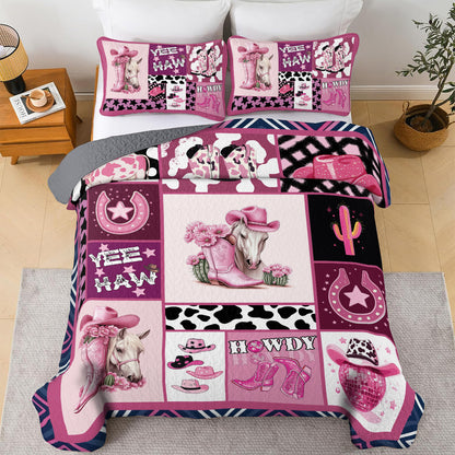 Shineful All Season Quilt 3-Piece Set - Western Cowgirl Collage Quilt