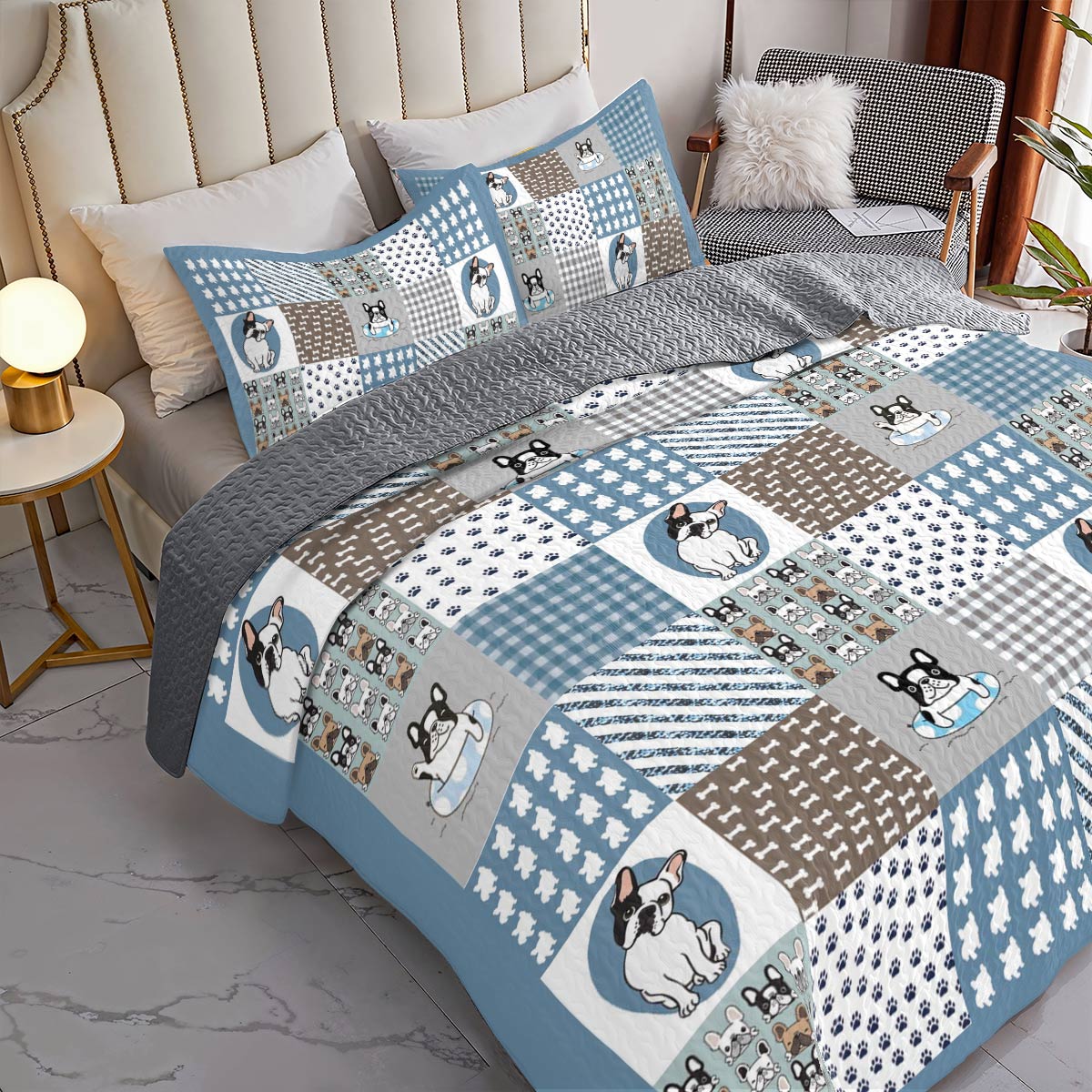 Shineful All Season Quilt 3-Piece Set Frenchie Fun