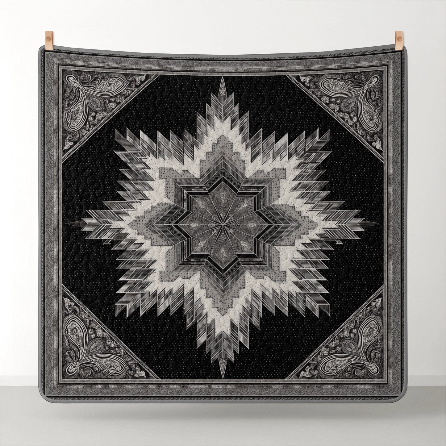 Shineful All Season Quilt 3-Piece Set Black Star Silence