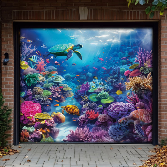 Shineful Garage Door Banner Decoration Tranquil Sea Life