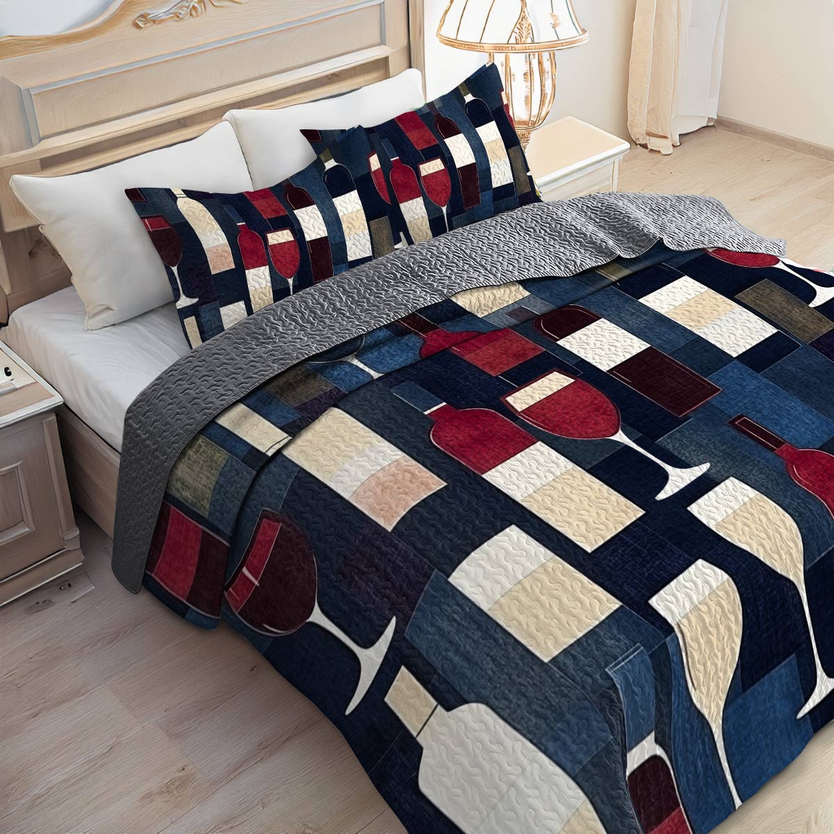 Shineful All Season Quilt 3-Piece Set Bewitching Wine