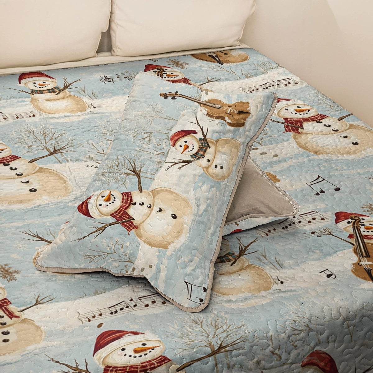 Shineful All Season Quilt 3-Piece Set Christmas Frosty Tunes
