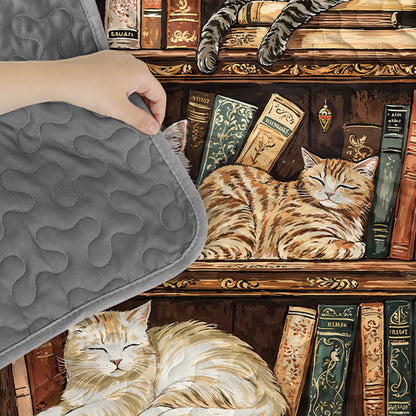 Shineful Quilt 3-Piece Set Book Nook Cats Reading