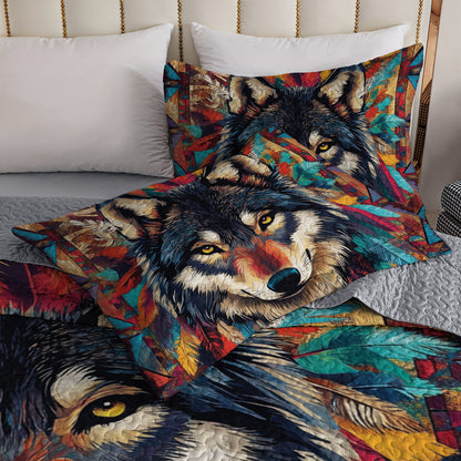 Shineful All Season Quilt 3-Piece Set Wild Spirit Wolf