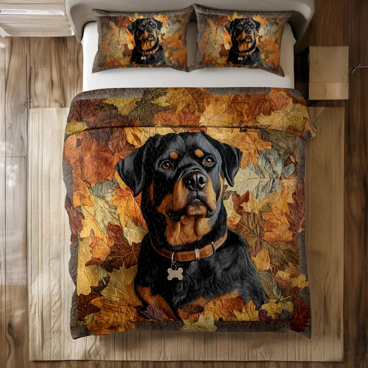 Shineful All Season Quilt 3-Piece Set - Rottweiler's Fall Foliage