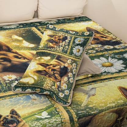 Shineful All Season Quilt 3-Piece Set Dreaming In Daisies German Shepherd