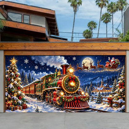 Shineful Christmas Train Garage Door Banner Decoration