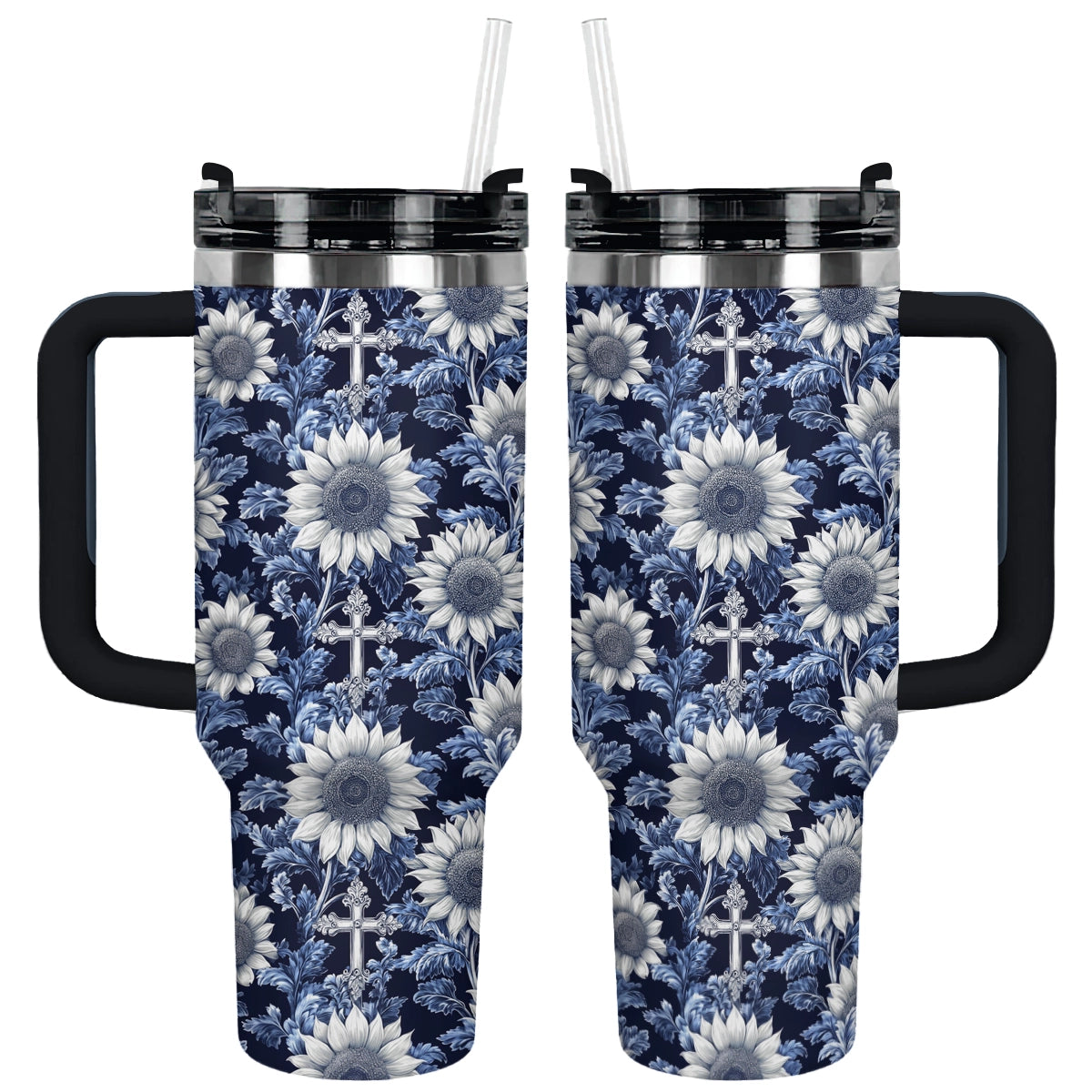 Shineful Tumbler Midnight Blue Sunflower Cross