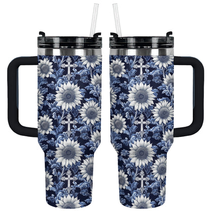 Shineful Tumbler Midnight Blue Sunflower Cross