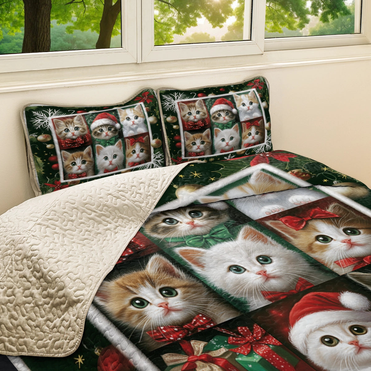 Shineful All Season Quilt 3-Piece Set Christmas Holiday Purr-fection