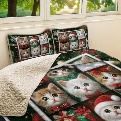 Shineful All Season Quilt 3-Piece Set Christmas Holiday Purr-fection