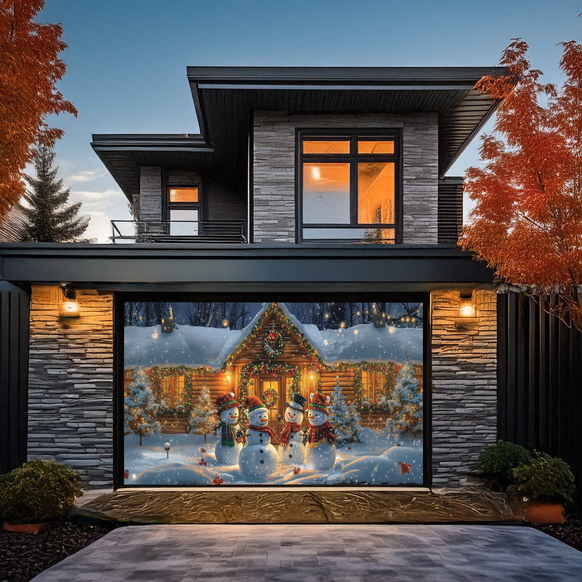 Shineful Garage Door Banner Decoration - Festive Snowman