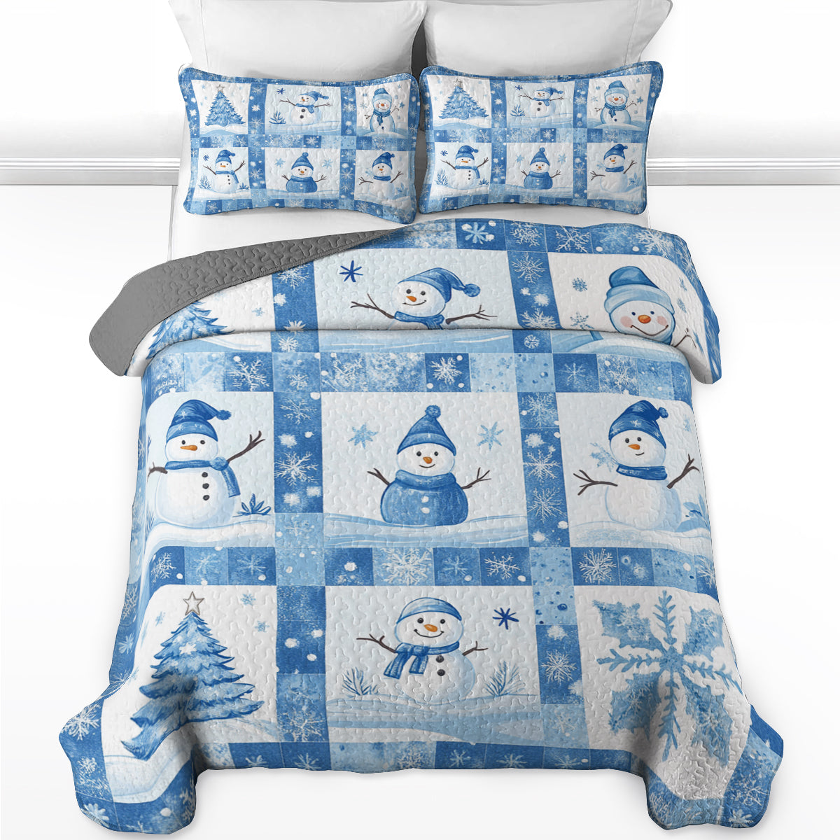 Shineful All Season Quilt 3-Piece Set Frosty Snowman Winter