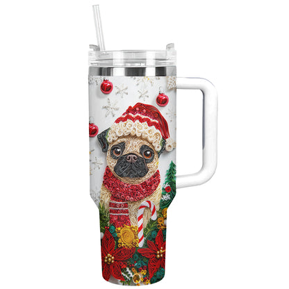 Shineful Glossy Tumbler Christmas Winter Pug