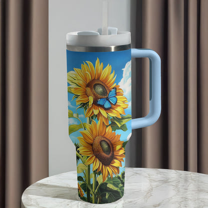 Shineful Tumbler Blue Butterfly Sunflower