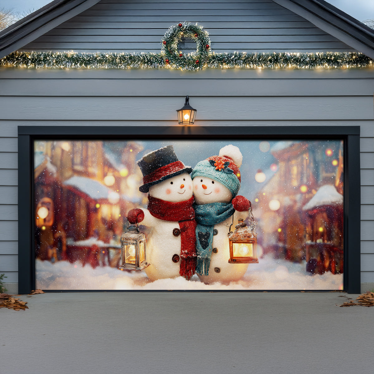 Shineful Door Cover Winter Lantern Lovers