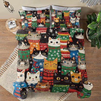 Shineful All Season Quilt 3-Piece Set Cozy Cats