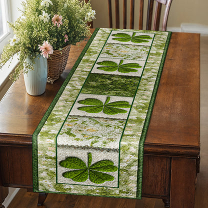 Shineful 2D Flat Print Quilted Table Runner Shamrock Blessing