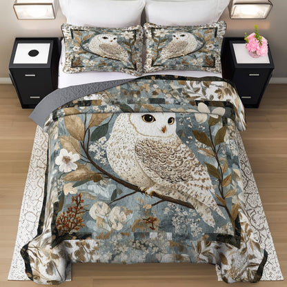 Shineful All Season Quilt 3-Piece Set Charming Owl Flowers