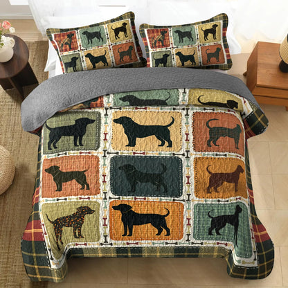 Shineful All Season Quilt 3-Piece Set Rottweiler Silhouette Cozy