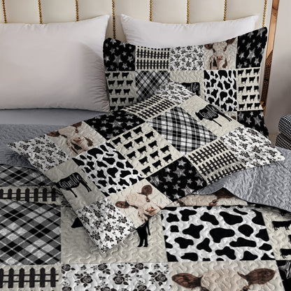 Shineful All Season Quilt 3-Piece Set Farmhouse Cow Patchwork