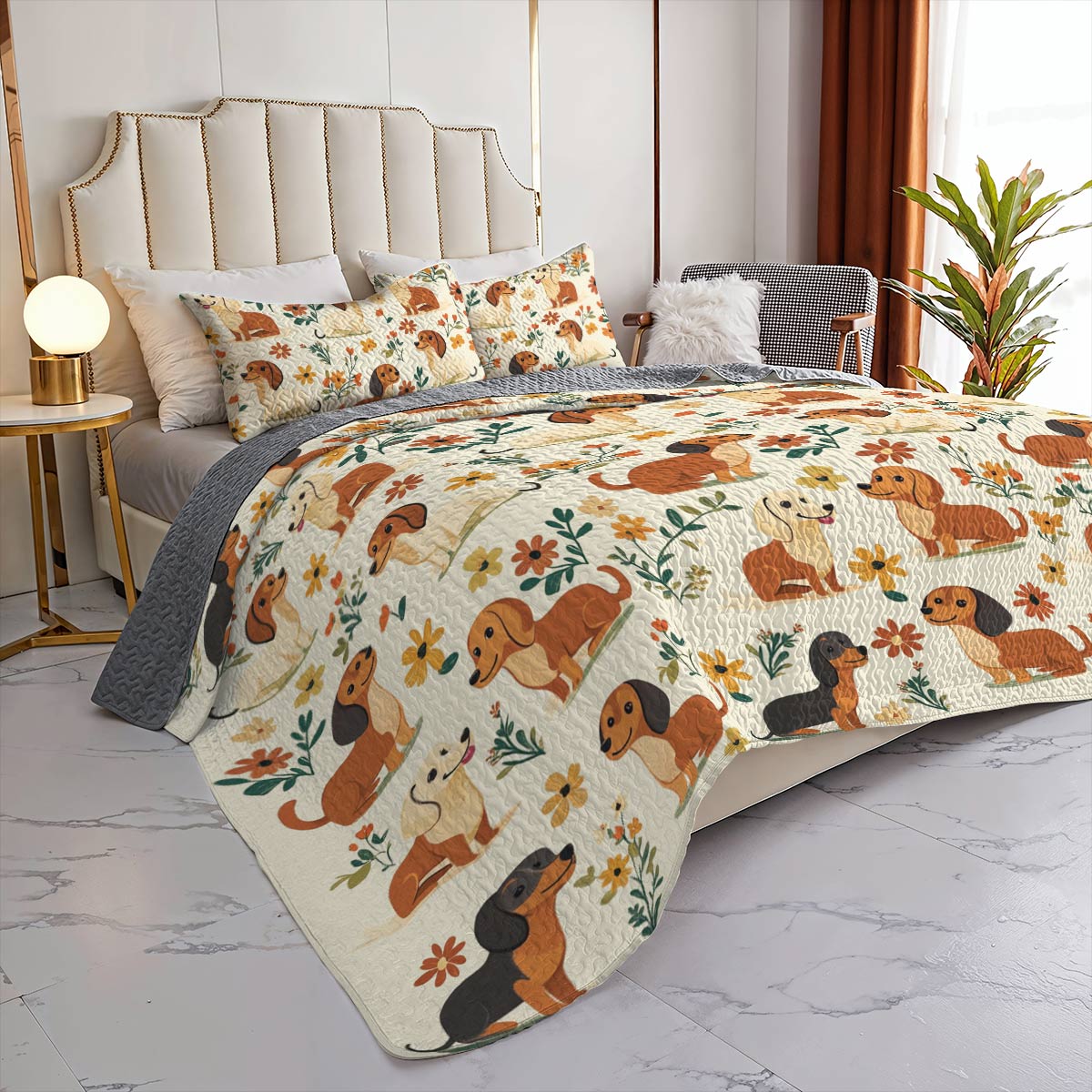 Shineful All Season Quilt 3-Piece Set Dachshund Grace