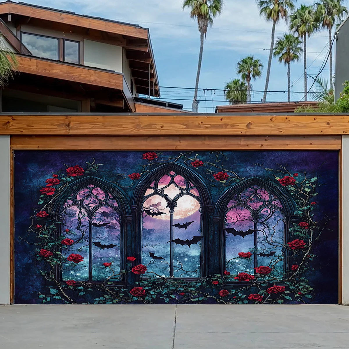 Shineful Garage Door Banner Decoration - Crimson Moonlight