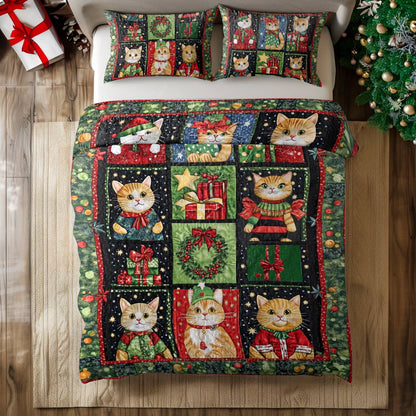 Shineful All Season Quilt 3-Piece Set Festive Cats