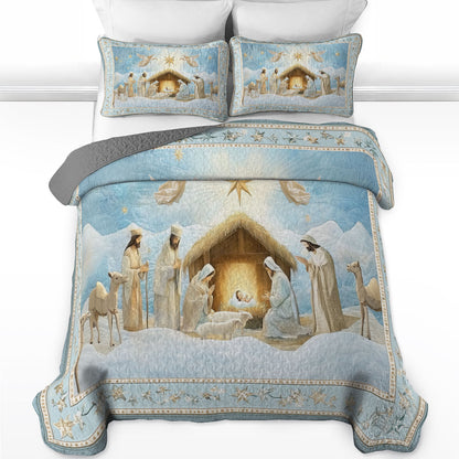 Shineful All Season Quilt 3-Piece Set Holy Night Nativity