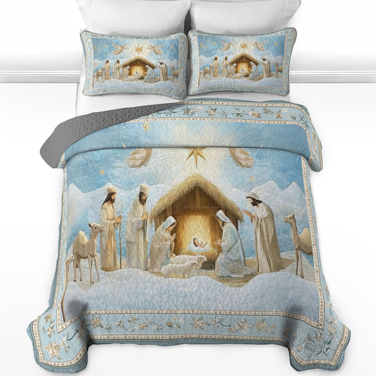 Shineful All Season Quilt 3-Piece Set Holy Night Nativity